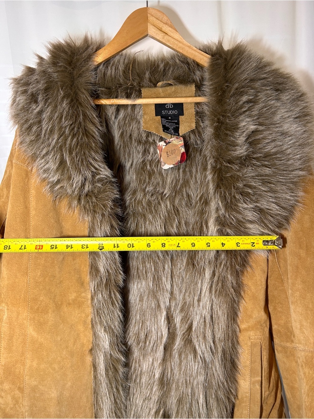 Vintage db studio suede coat with vegan fur hippie bohemian penny lane coat vtg - Picture 7 of 14